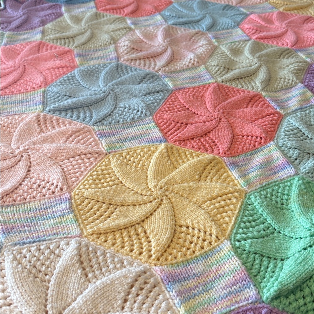 65x32 Rainbow Hexagon Baby Blanket